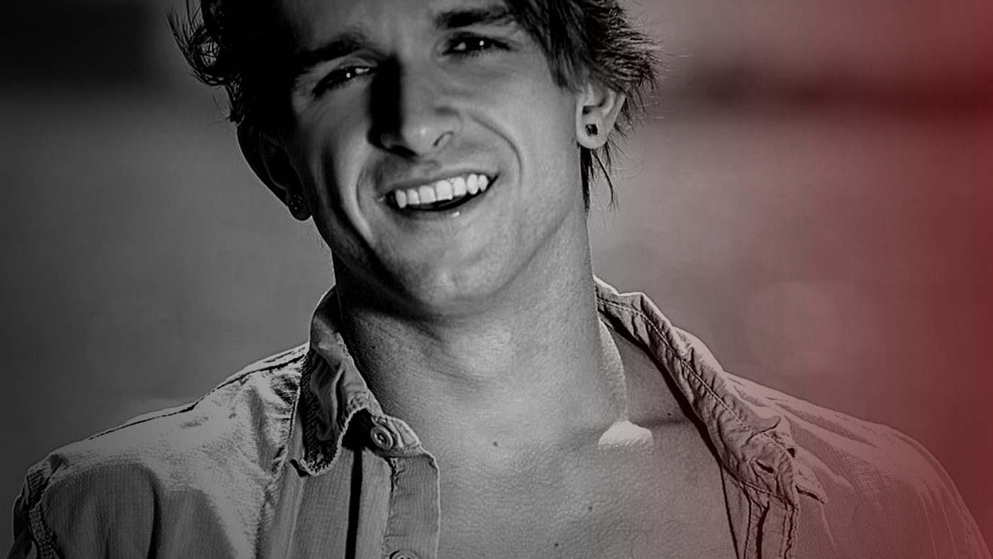 Erosyn press photo: black-and-white headshot with red rim light